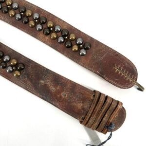 NWT Cassandra Los Angeles Women's Leather Spiked Studded Beluga Belt Brown Small